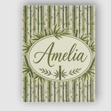 Personalised Name Striped Bamboo Stems with Custom  Bespoke Interior Contemporary Canvas Wall Art Print Decor Picture Ready to Hang