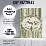 Personalised Name Striped Bamboo Stems with Custom  Bespoke Interior Contemporary Canvas Wall Art Print Decor Picture Ready to Hang