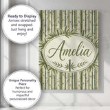 Personalised Name Striped Bamboo Stems with Custom  Bespoke Interior Contemporary Canvas Wall Art Print Decor Picture Ready to Hang