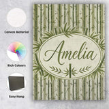 Personalised Name Striped Bamboo Stems with Custom  Bespoke Interior Contemporary Canvas Wall Art Print Decor Picture Ready to Hang