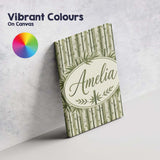 Personalised Name Striped Bamboo Stems with Custom  Bespoke Interior Contemporary Canvas Wall Art Print Decor Picture Ready to Hang