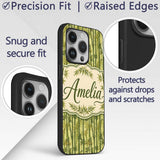 Lush Bamboo Forest with Layered Leaves Natural Custom Name Protective Phone Case Mobile Cover Durable Everyday Smartphone Shock Resistant