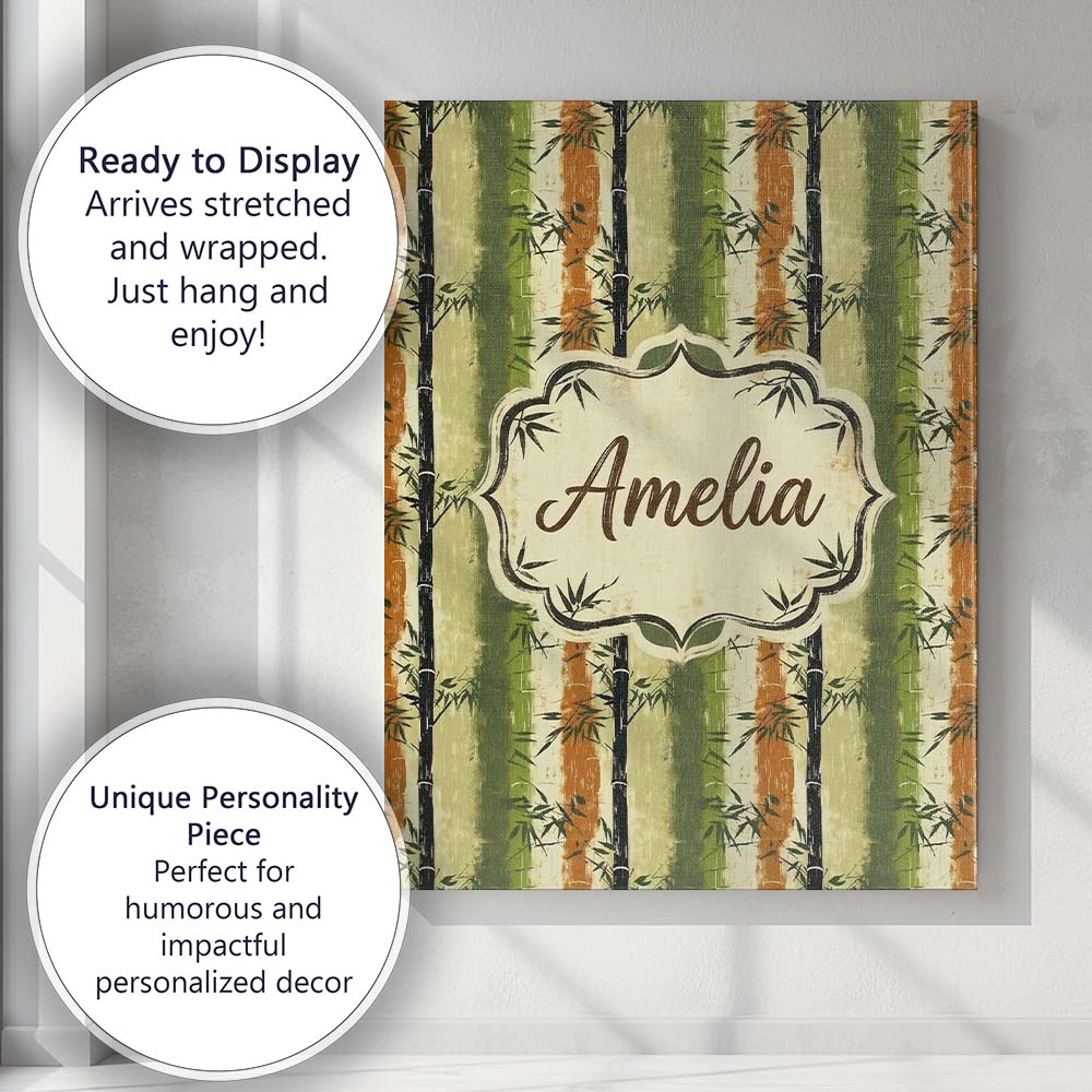 Personalised Name Abstract Bamboo Stalks Custom  Unique Gift Idea Elegant Feature Canvas Wall Art Print Decor Picture Ready to Hang