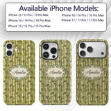 Watercolor Bamboo Forest with Red and Green Stems Custom Name Protective Phone Case Mobile Cover Durable Everyday Smartphone Shock Resistant