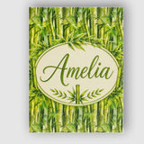 Personalised Name Vibrant Green Bamboo Custom  Modern Room Accent Elegant Feature Canvas Wall Art Print Decor Picture Ready to Hang