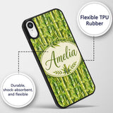 Vibrant Green Bamboo Leaves Dense Jungle Style Custom Name Protective Phone Case Mobile Cover Durable Everyday Smartphone Shock Resistant