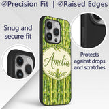 Vibrant Green Bamboo Leaves Dense Jungle Style Custom Name Protective Phone Case Mobile Cover Durable Everyday Smartphone Shock Resistant