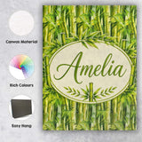 Personalised Name Vibrant Green Bamboo Custom  Modern Room Accent Elegant Feature Canvas Wall Art Print Decor Picture Ready to Hang