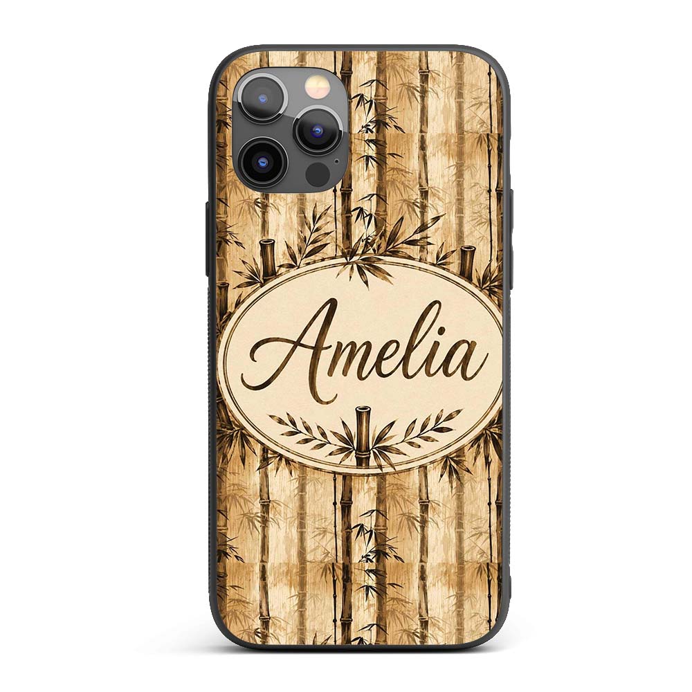 Vintage Sepia Bamboo Forest with Printed Design Custom Name Protective Phone Case Mobile Cover Durable Everyday Smartphone Shock Resistant