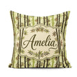Custom Name Dark Bamboo Stalks with Layered Leaves Natural Green Square Filled Cushion Throw Pillow Sofa Bed Home Decor Zip Washable UK Made
