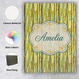Personalised Name Bright Bamboo Stems with Custom  Unique Gift Idea Elegant Feature Canvas Wall Art Print Decor Picture Ready to Hang