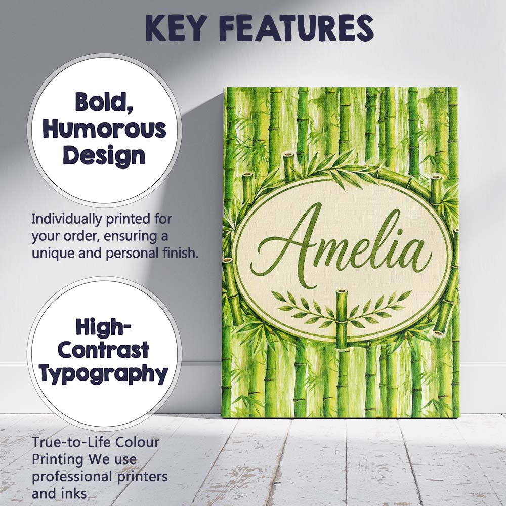 Personalised Name Lush Green Bamboo Forest Custom  Unique Gift Idea Elegant Feature Canvas Wall Art Print Decor Picture Ready to Hang