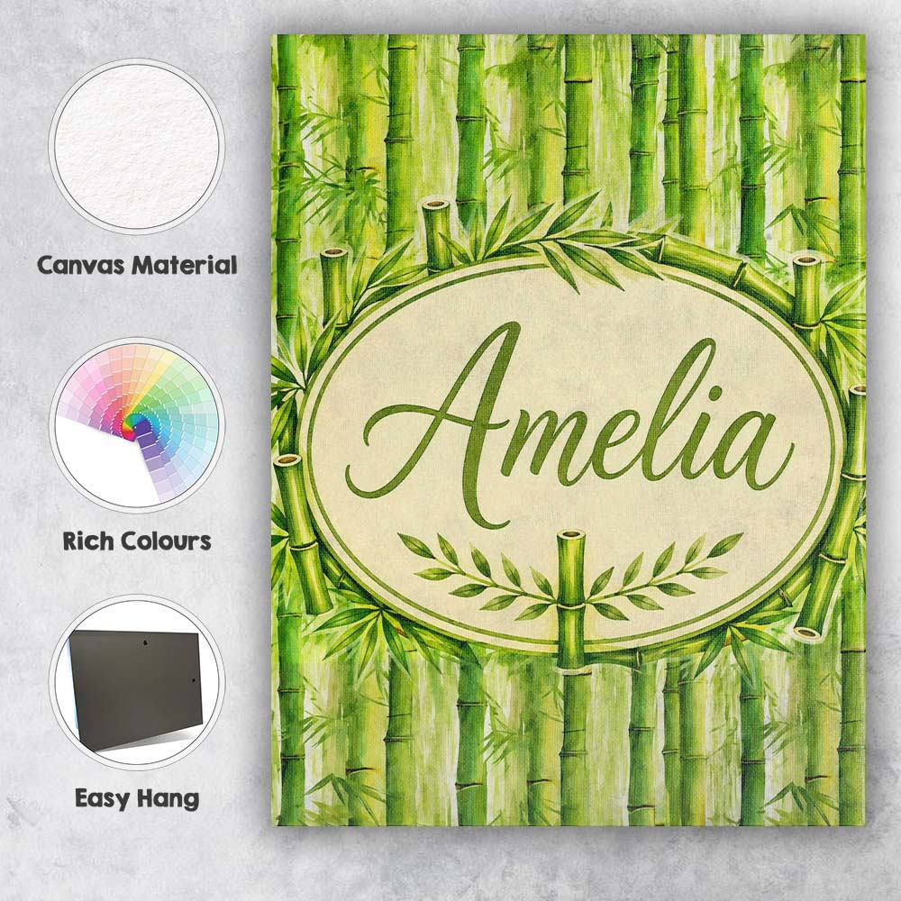 Personalised Name Lush Green Bamboo Forest Custom  Unique Gift Idea Elegant Feature Canvas Wall Art Print Decor Picture Ready to Hang