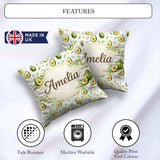 Custom Name Light Botanical Avocado Leaf Pattern Beautiful Cup Square Filled Cushion Throw Pillow Sofa Bed Home Decor Zip Washable UK Made
