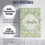 Personalised Name Light Green Bamboo Leaves Custom  Bespoke Interior Contemporary Canvas Wall Art Print Decor Picture Ready to Hang