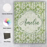 Personalised Name Light Green Bamboo Leaves Custom  Bespoke Interior Contemporary Canvas Wall Art Print Decor Picture Ready to Hang