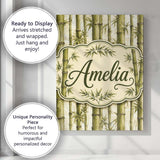 Personalised Name Natural Bamboo Stalks Custom  Modern Room Accent Elegant Feature Canvas Wall Art Print Decor Picture Ready to Hang