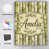 Personalised Name Natural Bamboo Stalks Custom  Modern Room Accent Elegant Feature Canvas Wall Art Print Decor Picture Ready to Hang