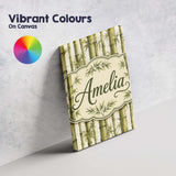Personalised Name Natural Bamboo Stalks Custom  Modern Room Accent Elegant Feature Canvas Wall Art Print Decor Picture Ready to Hang