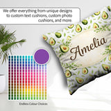 Custom Name Light Botanical Avocado Leaf Pattern Beautiful Cup Square Filled Cushion Throw Pillow Sofa Bed Home Decor Zip Washable UK Made