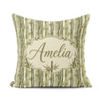 Custom Name Muted Green Bamboo with Layered Forest Depth Pattern Square Filled Cushion Throw Pillow Sofa Bed Home Decor Zip Washable UK Made