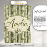 Muted Green Bamboo with Layered Forest Depth Seamless Pattern Lovely  Personalised Custom Name Super Soft Fleece Blanket Bed Sofa Throw