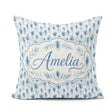 Custom Name Blue Botanical Leaves Floral Seamless Pattern Lovely Square Filled Cushion Throw Pillow Sofa Bed Home Decor Zip Washable UK Made