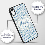 Blue Botanical Leaves Watercolor Floral Seamless Custom Name Protective Phone Case Mobile Cover Durable Everyday Smartphone Shock Resistant