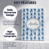 Personalised Name Blue Tropical Leaf Custom Premium Decorative Design Modern Room Accent Canvas Wall Art Print Decor Picture Ready to Hang