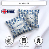 Custom Name Blue Tropical Grunge Texture Seamless Pattern Lovely Square Filled Cushion Throw Pillow Sofa Bed Home Decor Zip Washable UK Made