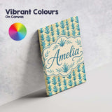 Personalised Name Teal Tropical Leaf Custom Premium Decorative Design Modern Room Accent Canvas Wall Art Print Decor Picture Ready to Hang