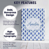 Personalised Name Delicate Blue Leaf Custom Premium Decorative Design Modern Room Accent Canvas Wall Art Print Decor Picture Ready to Hang