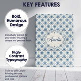 Personalised Name Soft Blue Lotus Style Custom  Modern Room Accent Elegant Feature Canvas Wall Art Print Decor Picture Ready to Hang