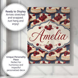 Personalised Name Cherry Cheesecake Dessert Custom  Bespoke Interior Contemporary Canvas Wall Art Print Decor Picture Ready to Hang