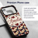 Cherry Cheesecake Dessert Sweet Treat Seamless Custom Name Protective Phone Case Mobile Cover Durable Everyday Smartphone Shock Resistant