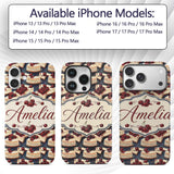 Cherry Cheesecake Dessert Sweet Treat Seamless Custom Name Protective Phone Case Mobile Cover Durable Everyday Smartphone Shock Resistant