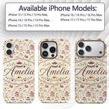 Vintage Cake and Cherry Dessert Seamless Pattern Custom Name Protective Phone Case Mobile Cover Durable Everyday Smartphone Shock Resistant