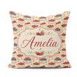 Custom Name Berry Topped Cheesecake Slice Sweet Dessert Seamless Square Filled Cushion Throw Pillow Sofa Bed Home Decor Zip Washable UK Made