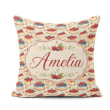 Custom Name Berry Topped Cheesecake Slice Sweet Dessert Seamless Square Filled Cushion Throw Pillow Sofa Bed Home Decor Zip Washable UK Made