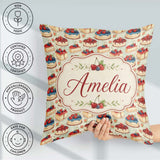 Custom Name Berry Topped Cheesecake Slice Sweet Dessert Seamless Square Filled Cushion Throw Pillow Sofa Bed Home Decor Zip Washable UK Made