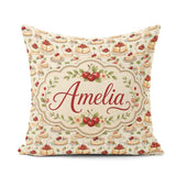 Custom Name Cherry Cream Layer Elegant Dessert Seamless Pattern Square Filled Cushion Throw Pillow Sofa Bed Home Decor Zip Washable UK Made