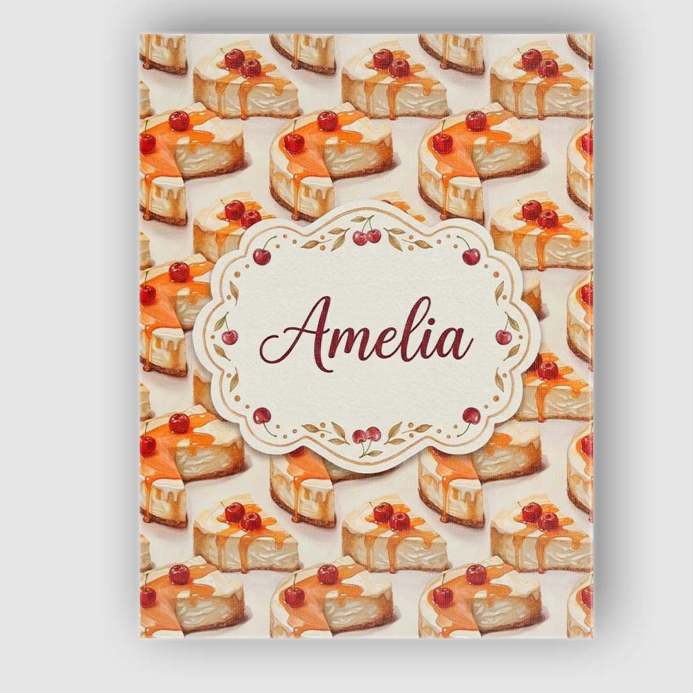 Personalised Name Caramel Drizzle Cheesecake Custom Bespoke  Contemporary Display Canvas Wall Art Print Decor Picture Ready to Hang