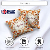 Custom Name Caramel Drizzle Slice Sweet Dessert Seamless Pattern Square Filled Cushion Throw Pillow Sofa Bed Home Decor Zip Washable UK Made