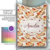 Caramel Drizzle Cheesecake Slice Sweet Dessert Seamless Pattern  Personalised Custom Name Super Soft Fleece Blanket Bed Sofa Throw