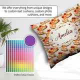Custom Name Caramel Drizzle Slice Sweet Dessert Seamless Pattern Square Filled Cushion Throw Pillow Sofa Bed Home Decor Zip Washable UK Made