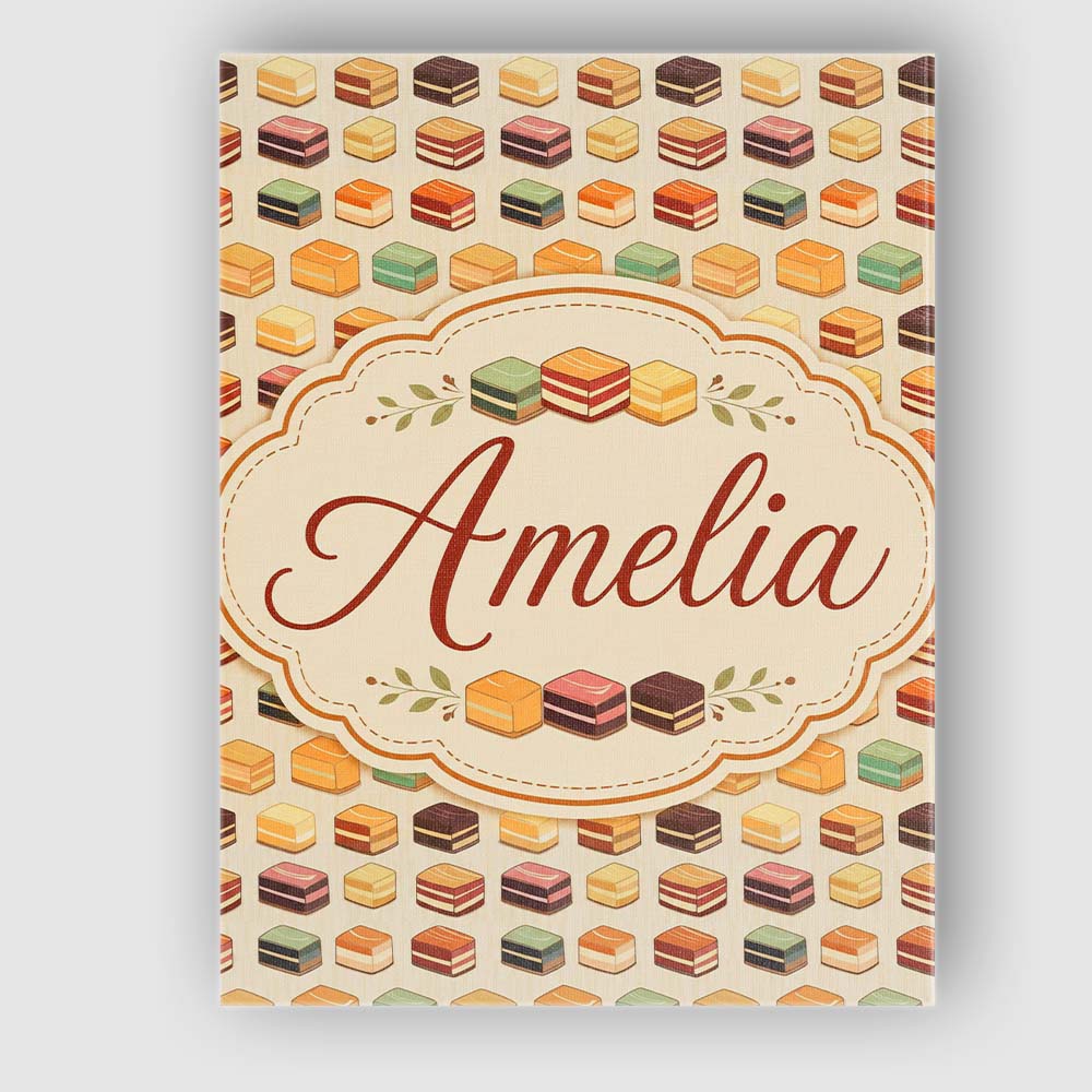 Personalised Name Layered Chocolate Slice Custom  Unique Gift Idea Elegant Feature Canvas Wall Art Print Decor Picture Ready to Hang