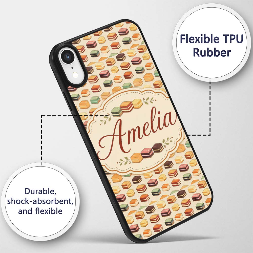 Layered Chocolate Slice Dessert Block Seamless Custom Name Protective Phone Case Mobile Cover Durable Everyday Smartphone Shock Resistant