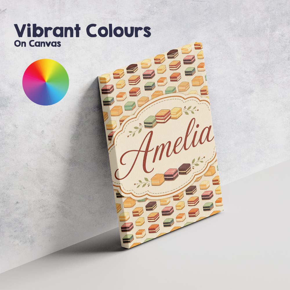 Personalised Name Layered Chocolate Slice Custom  Unique Gift Idea Elegant Feature Canvas Wall Art Print Decor Picture Ready to Hang