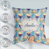 Custom Name Abstract Cheesecake Slice Floating Artistic Seamless Square Filled Cushion Throw Pillow Sofa Bed Home Decor Zip Washable UK Made