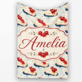 Cherry Drip Cheesecake Slice Vintage Dessert Seamless Pattern Lovely  Personalised Custom Name Super Soft Fleece Blanket Bed Sofa Throw